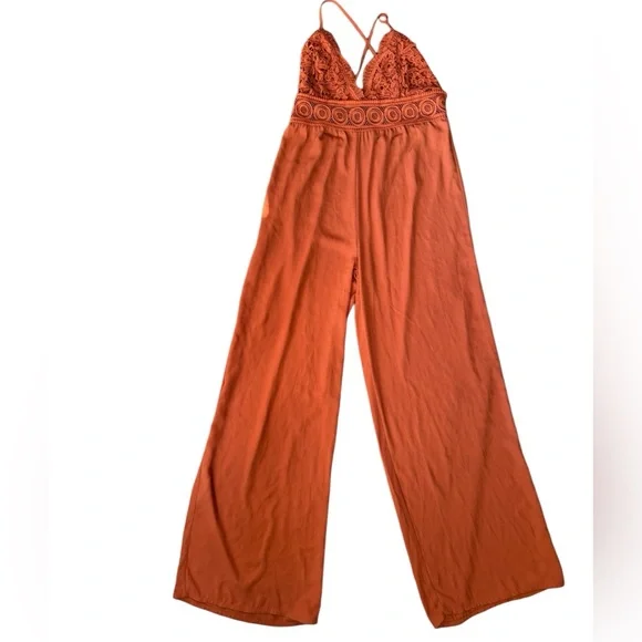 Gorgeous Blashe Orange Wide Leg Open Back Jumpsuit - Picture 2 of 12